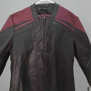 Men's Real Leather Perforated Leather Jacket For Men Maroon Black Jacket